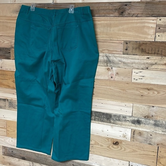 Woman Within size 24WP natural fit teal color straight leg pants - Picture 7 of 7